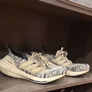 Adidas Ultraboost Cream and Black Knit Sneakers